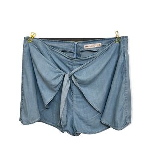 ASOS Denim Tie Waist Chambray Shorts
